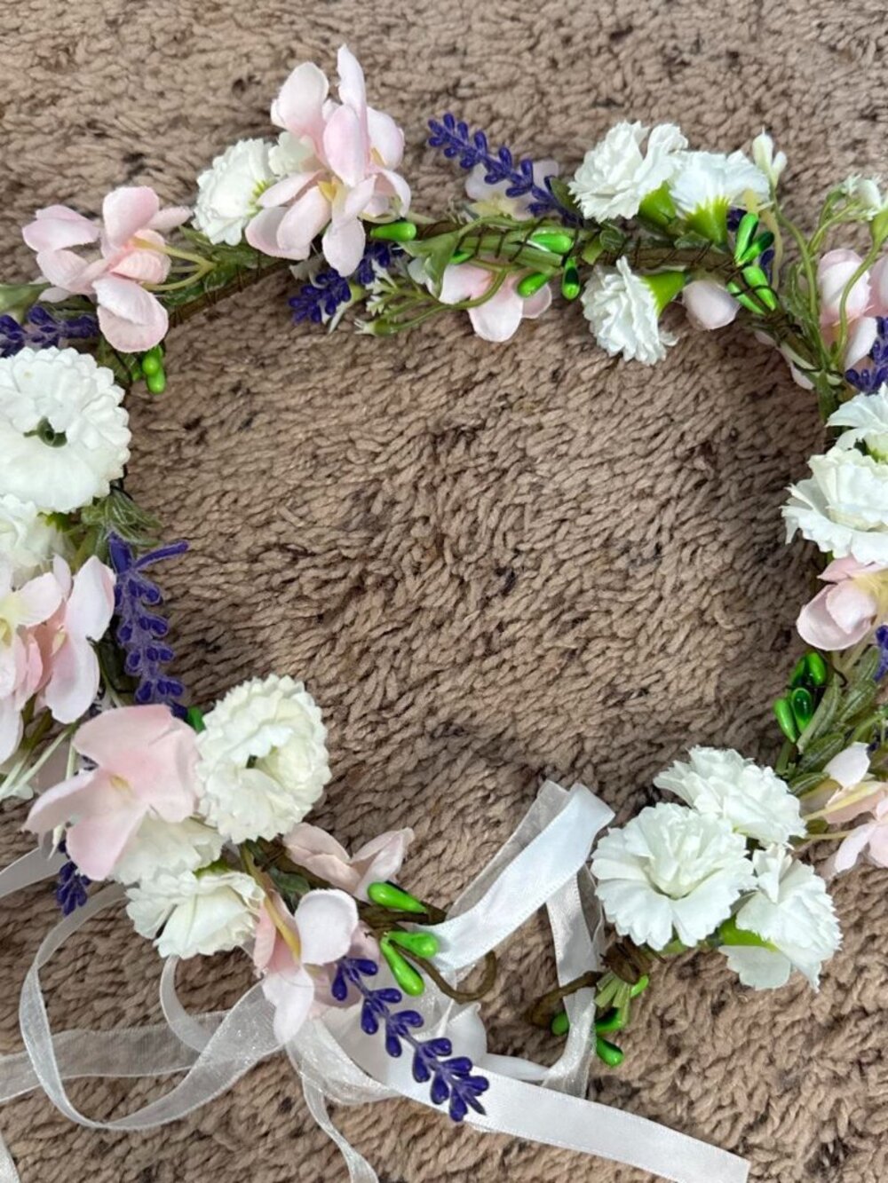 Floral crown with purple, pink, and white flowers #floral #crown #festival